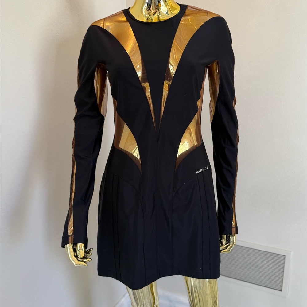 Mugler Black Dress with Mesh